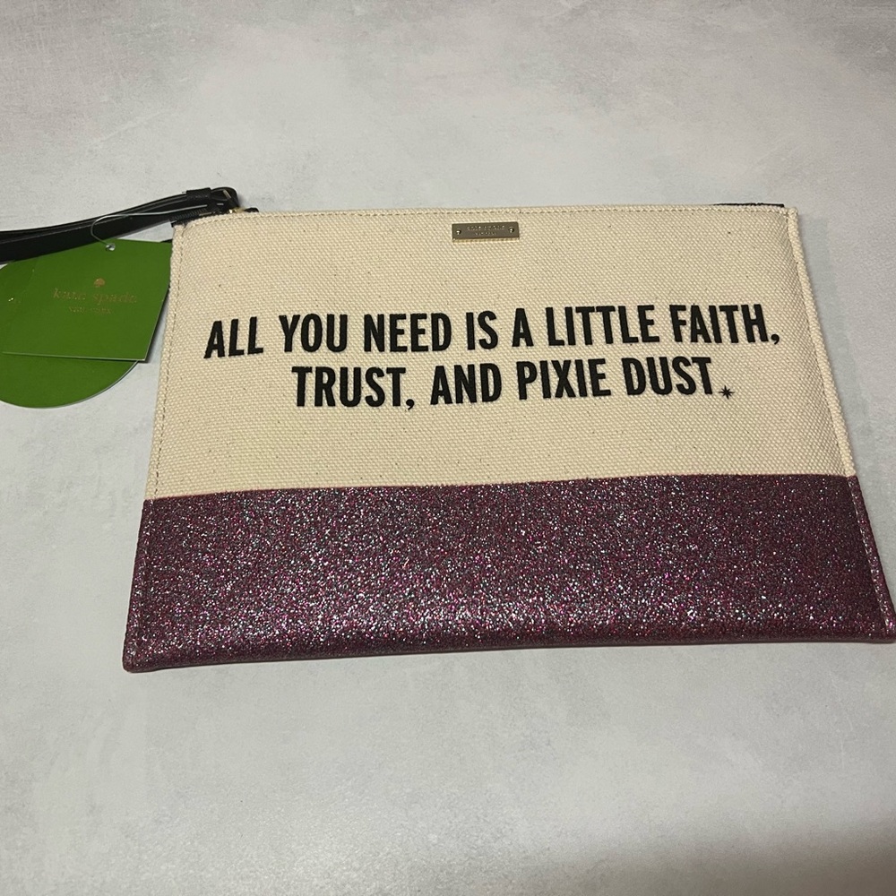 Kate Spade Disney Wristlet: Faith, Trust, and Pixie Dust Pouch NWT